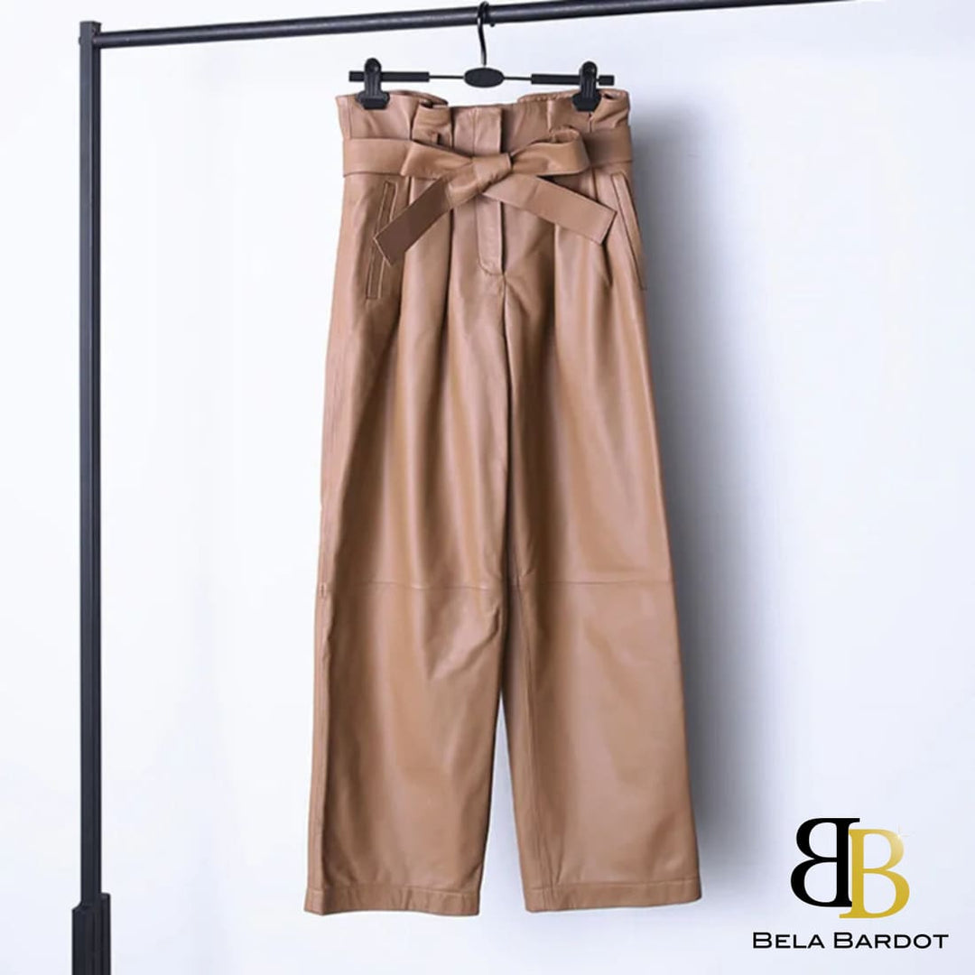 Lana Genuine Leather Straight Pants Calça