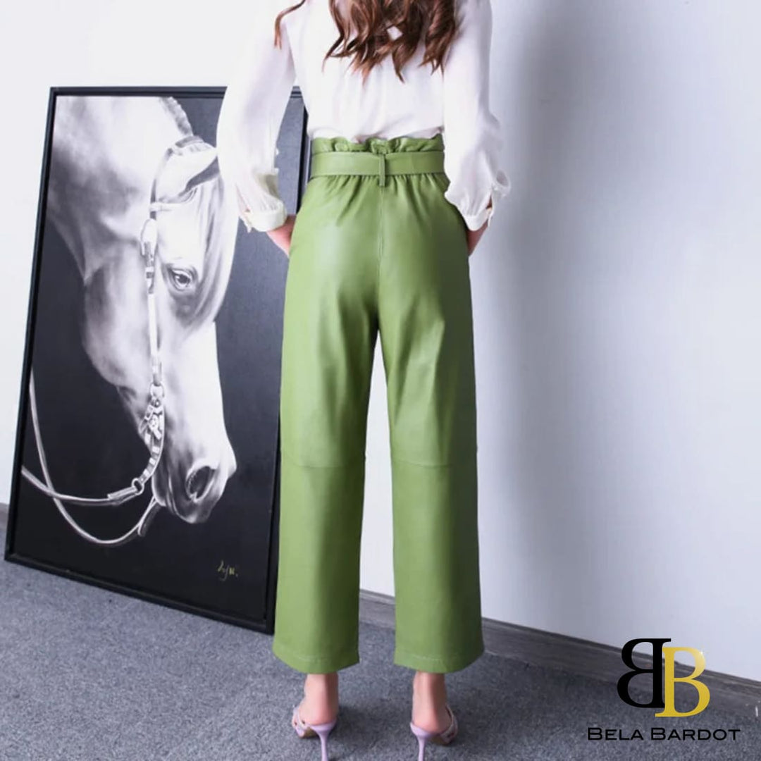 Lana Genuine Leather Straight Pants Calça