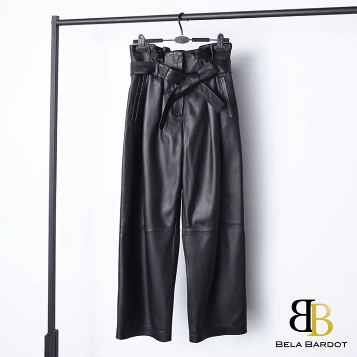 Lana Genuine Leather Straight Pants Calça