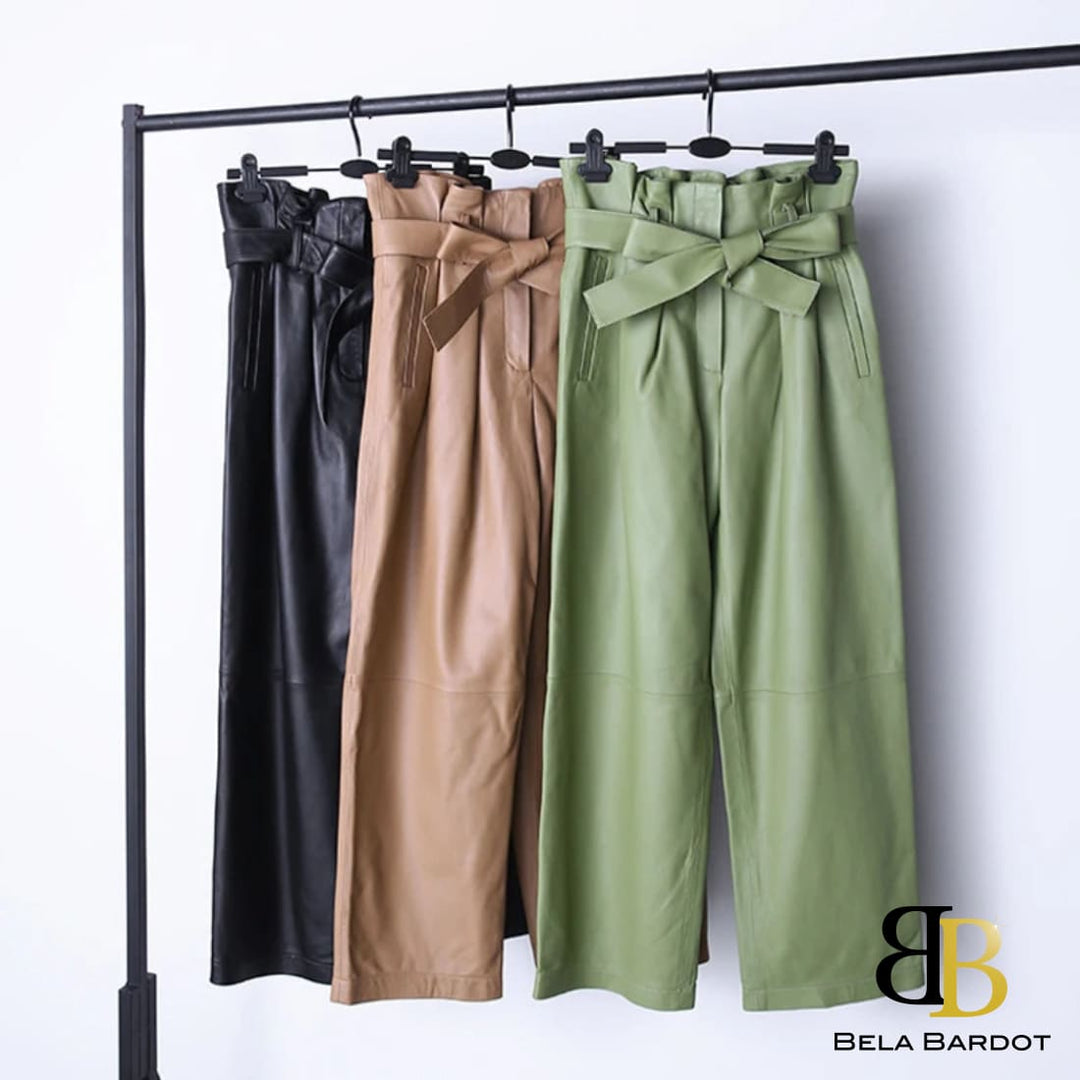 Lana Genuine Leather Straight Pants Calça