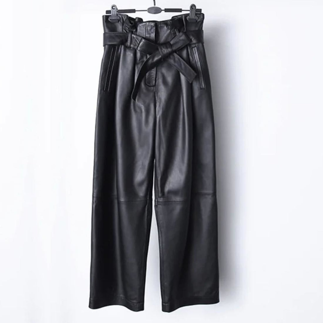 Lana Genuine Leather Straight Pants Calça