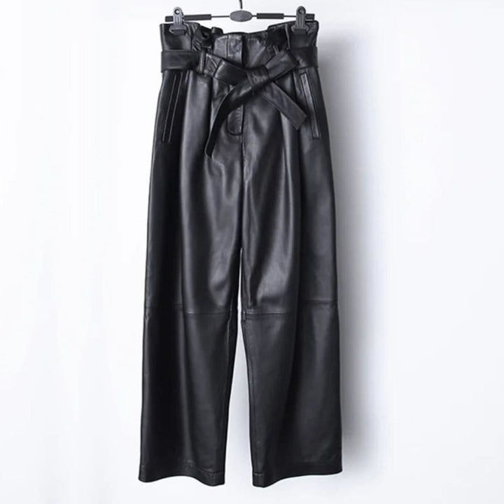 Lana Genuine Leather Straight Pants Calça
