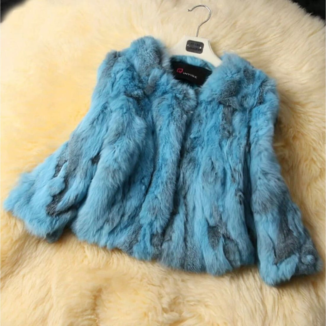 Brigitte Luxury Rabbit Fur Jacket Blue / M (Us 0 - 2) Casaco