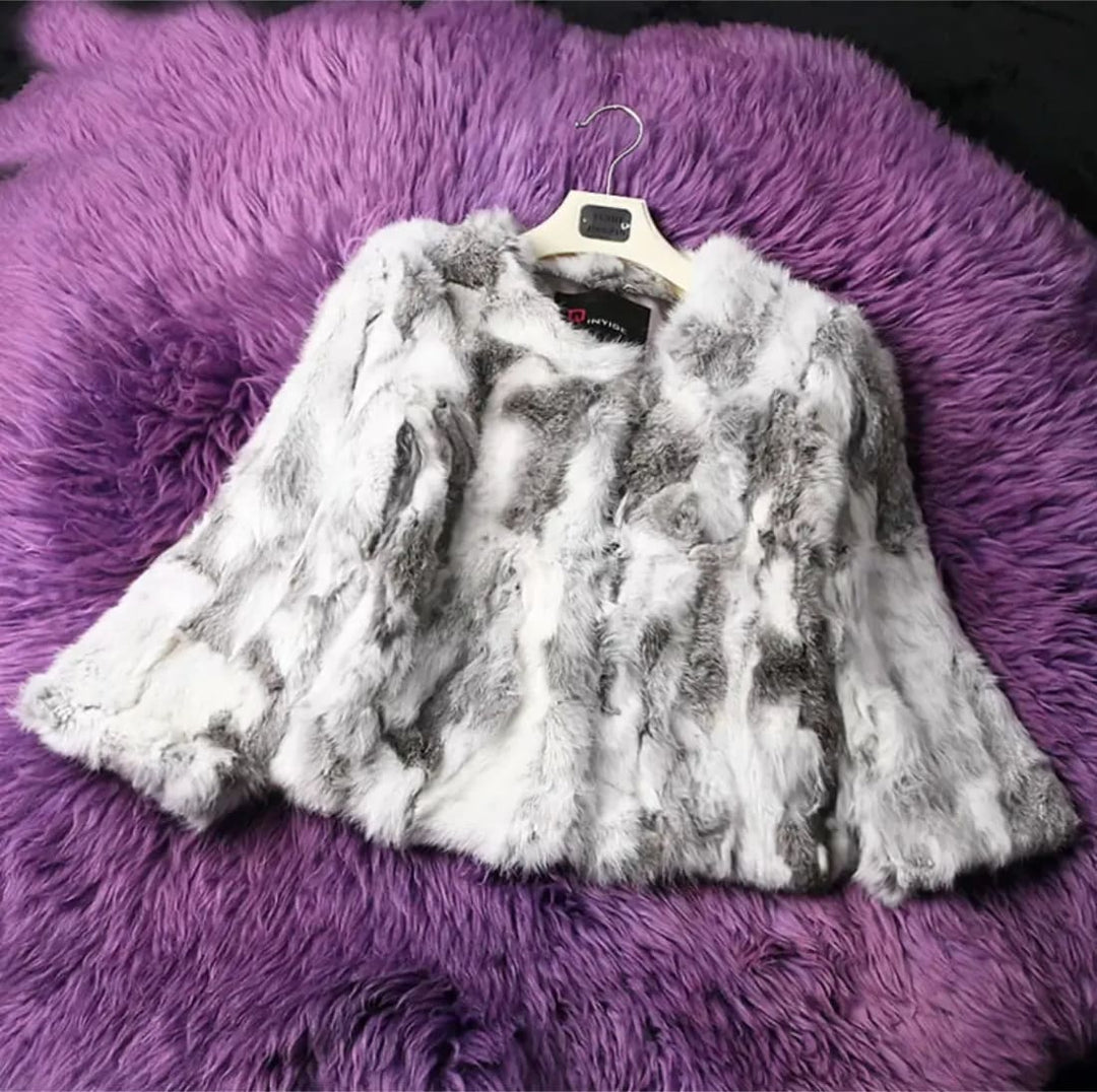 Brigitte Luxury Rabbit Fur Jacket Gray / M (Us 0 - 2) Casaco