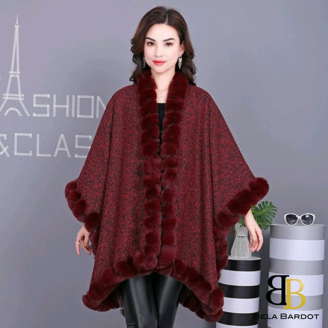 Poncho/Xale Luxo Pele Fake Carmen Estola