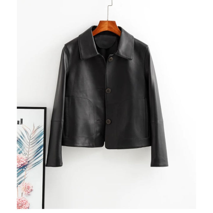 Louise Genuine Leather Jacket Black / M (Us 4 - 6) Casaco