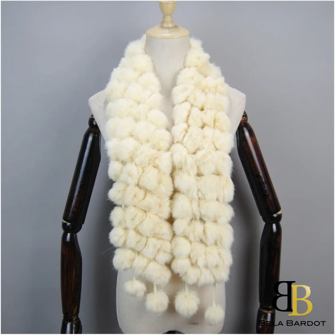 Luxury Pompoms Rabbit Fur Scarf Scarf