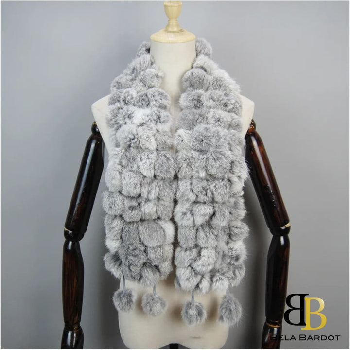 Luxury Pompoms Rabbit Fur Scarf Scarf