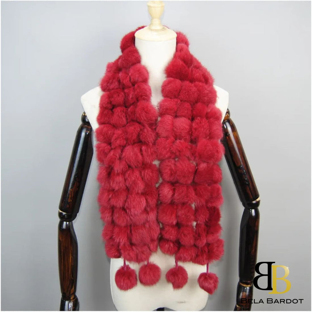 Luxury Pompoms Rabbit Fur Scarf Scarf