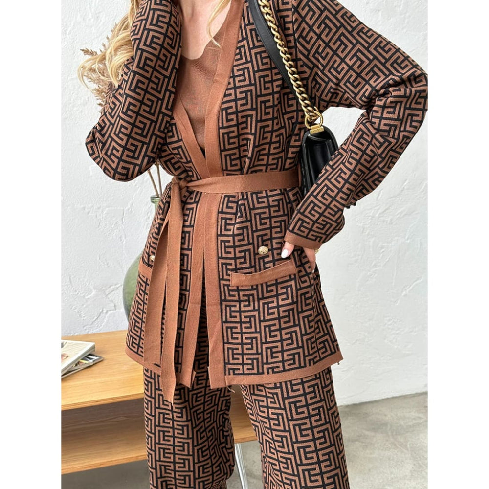 Natalie Knitted 3-Piece Set Brown / One Size Fits All (Us - ) Conjunto