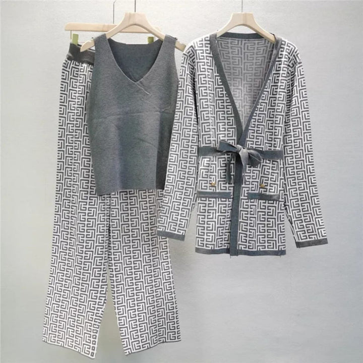 Natalie Knitted 3-Piece Set Gray / One Size Fits All (Us - ) Conjunto