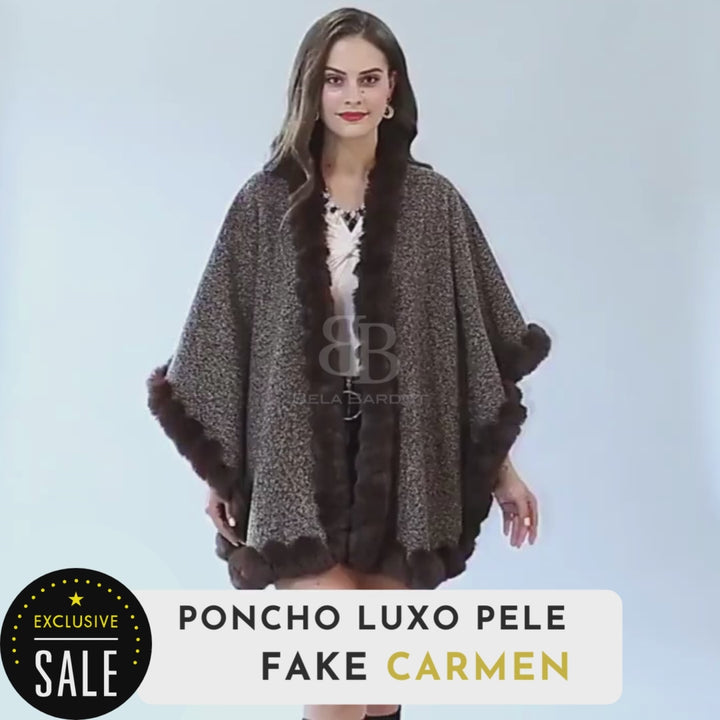 Poncho/Xale Luxo Pele Fake Carmen