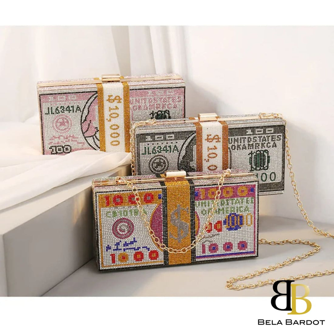 Ruby Luxury Rhinestones Money Clutch Bag Acessórios