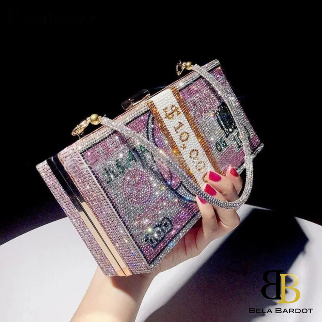 Ruby Luxury Rhinestones Money Clutch Bag Acessórios