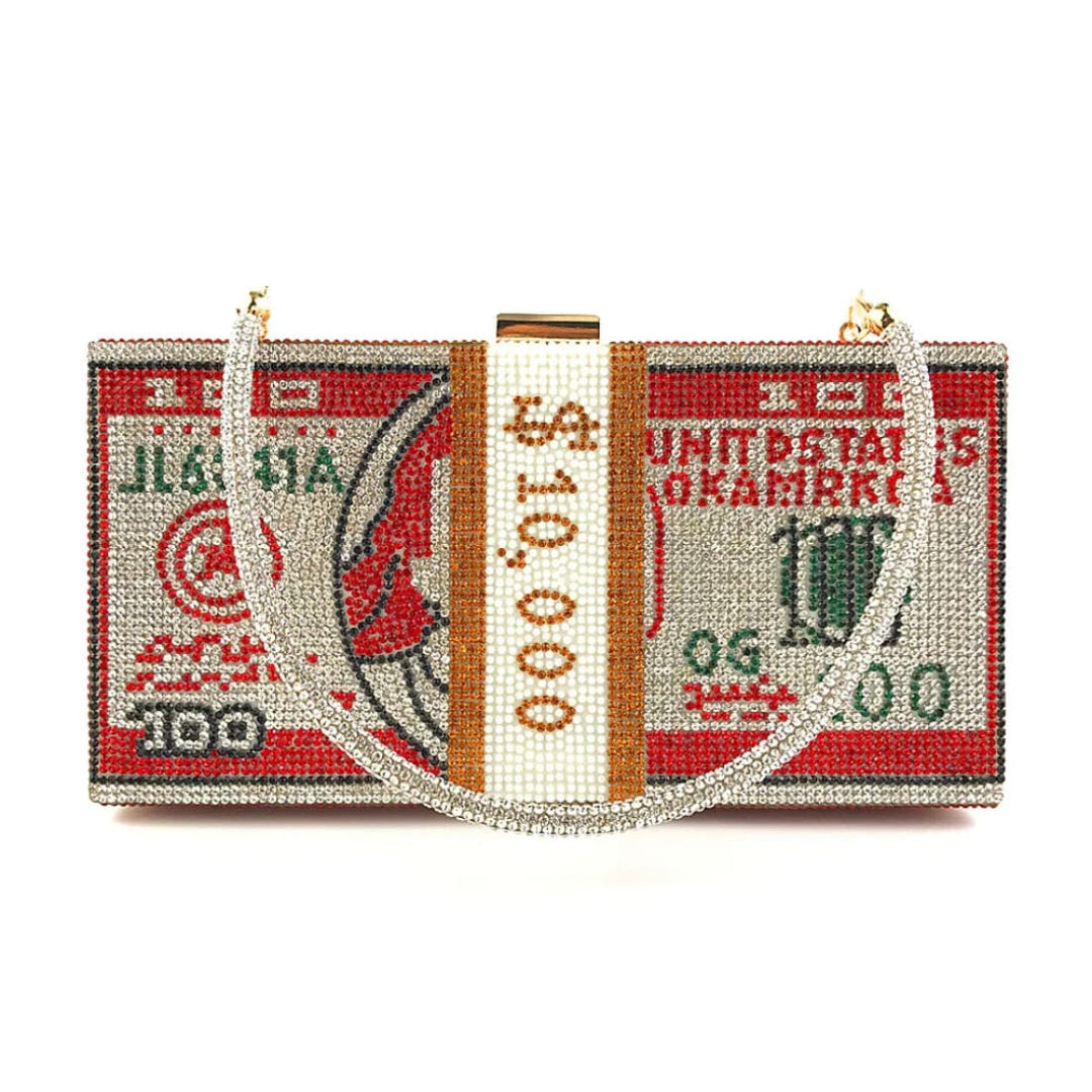 Ruby Luxury Rhinestones Money Clutch Bag Red Acessórios