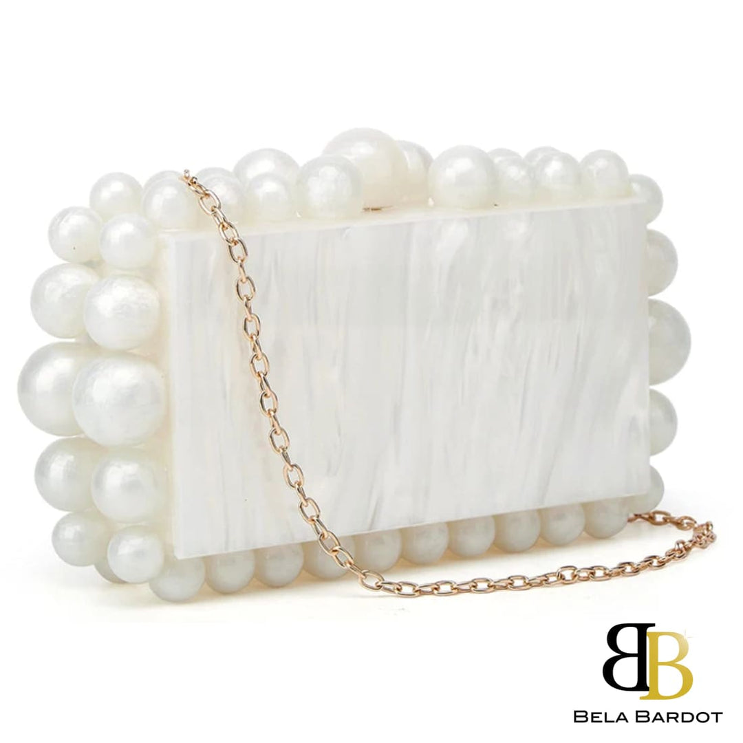 Sage Beaded Pearl Glamour Clutch Bag Acessórios