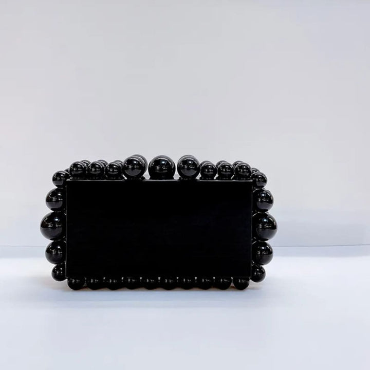 Sage Beaded Pearl Glamour Clutch Bag Black Acessórios
