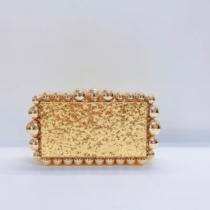 Sage Beaded Pearl Glamour Clutch Bag Gold Acessórios