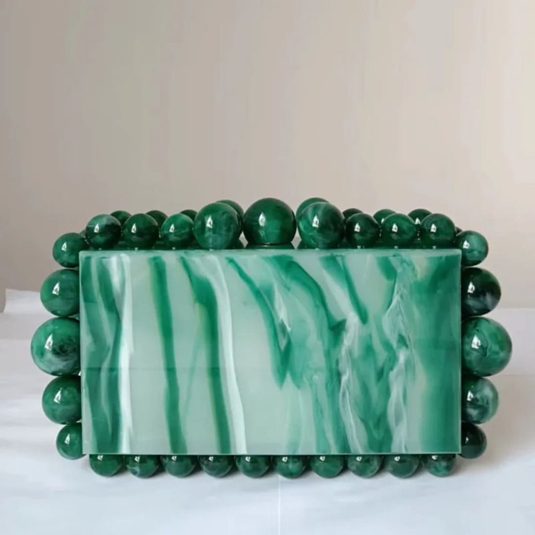 Sage Beaded Pearl Glamour Clutch Bag Green Acessórios