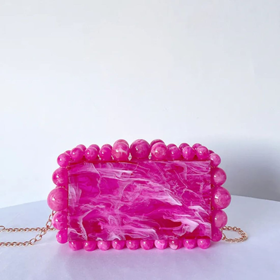 Sage Beaded Pearl Glamour Clutch Bag Pink Acessórios
