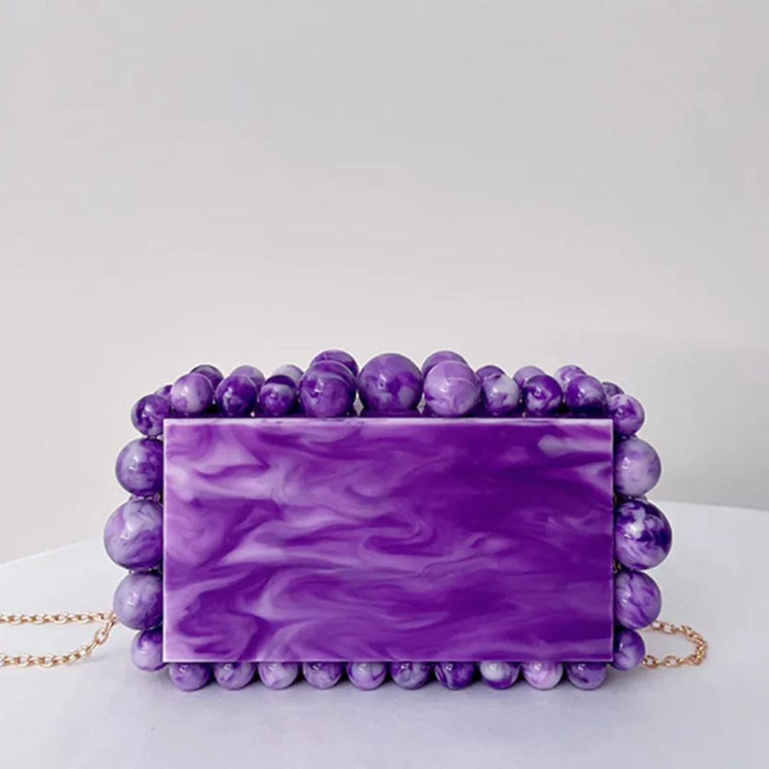 Sage Beaded Pearl Glamour Clutch Bag Purple Acessórios